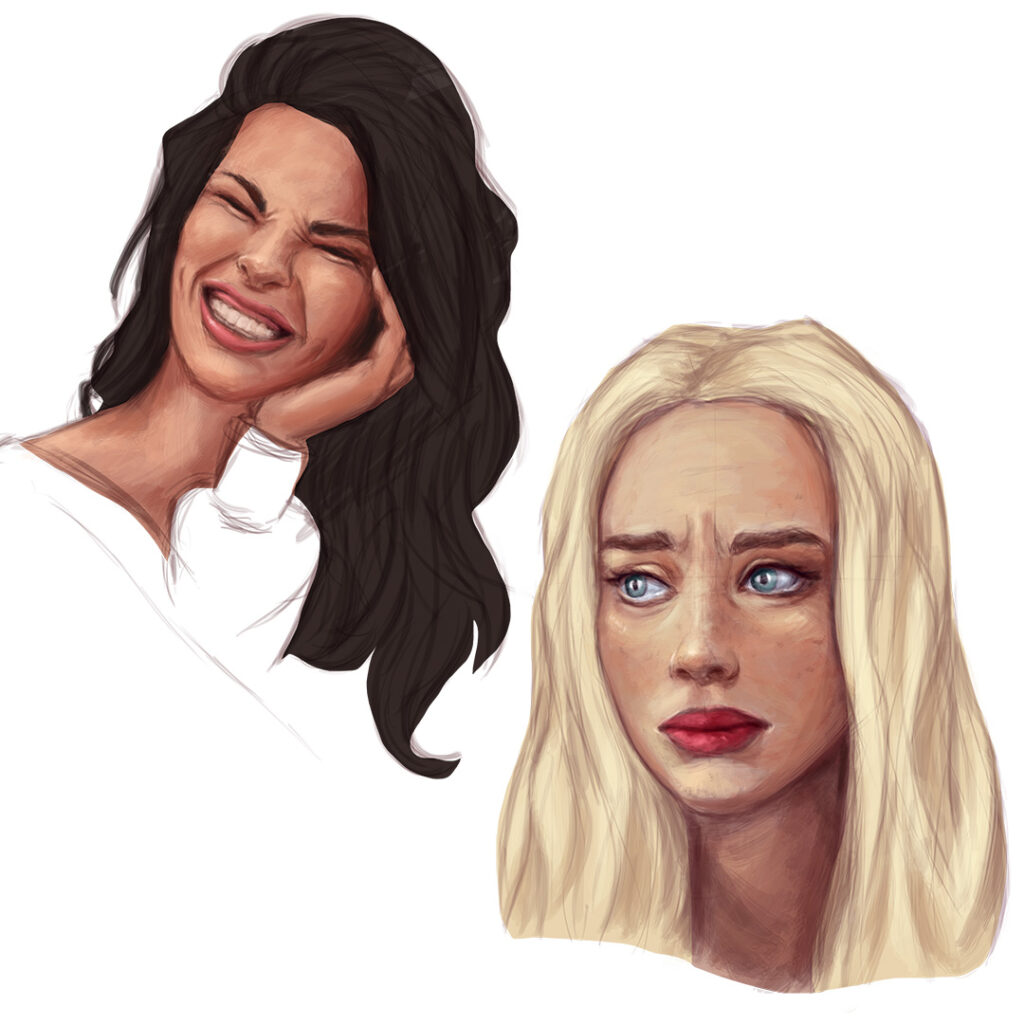 Digital painting of different expressions